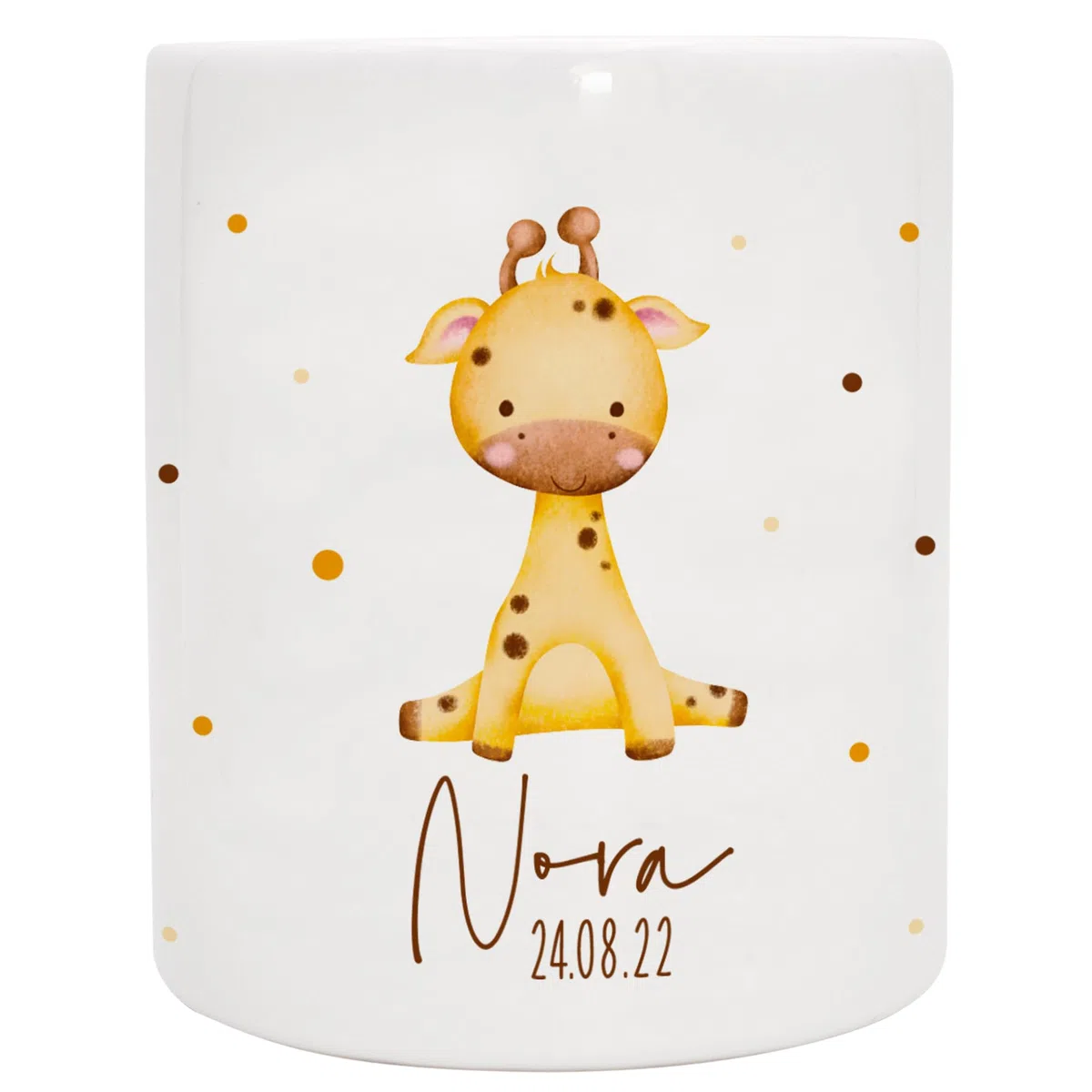 VERSCHENKICH Spardose für Kinder personalisiert - Geschenk zum Geburtstag, Weihnachten, Geburt - Spardose für Kinder mit Tiermotiv & eigenem Namen für Jungen & Mädchen (Spardose Giraffe)