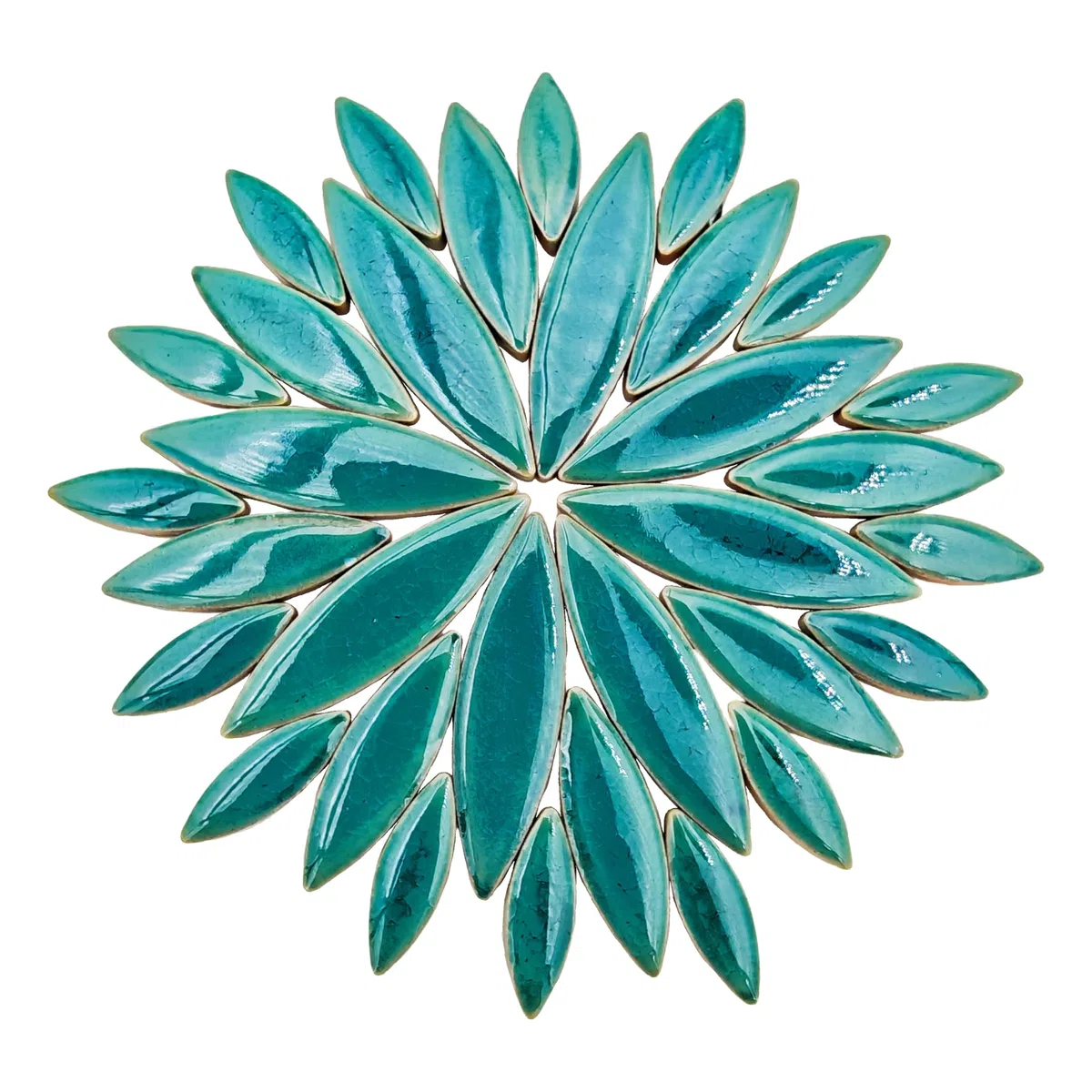 500 g/1,1 lb YOZIEMQ Weidenblatt-Petal-Form Keramikmosaik, unregelmäßige Mosaikstücke für Heimdekoration oder DIY-Bastelarbeiten, Mosaikherstellungszubehör. (Pfauenblau)