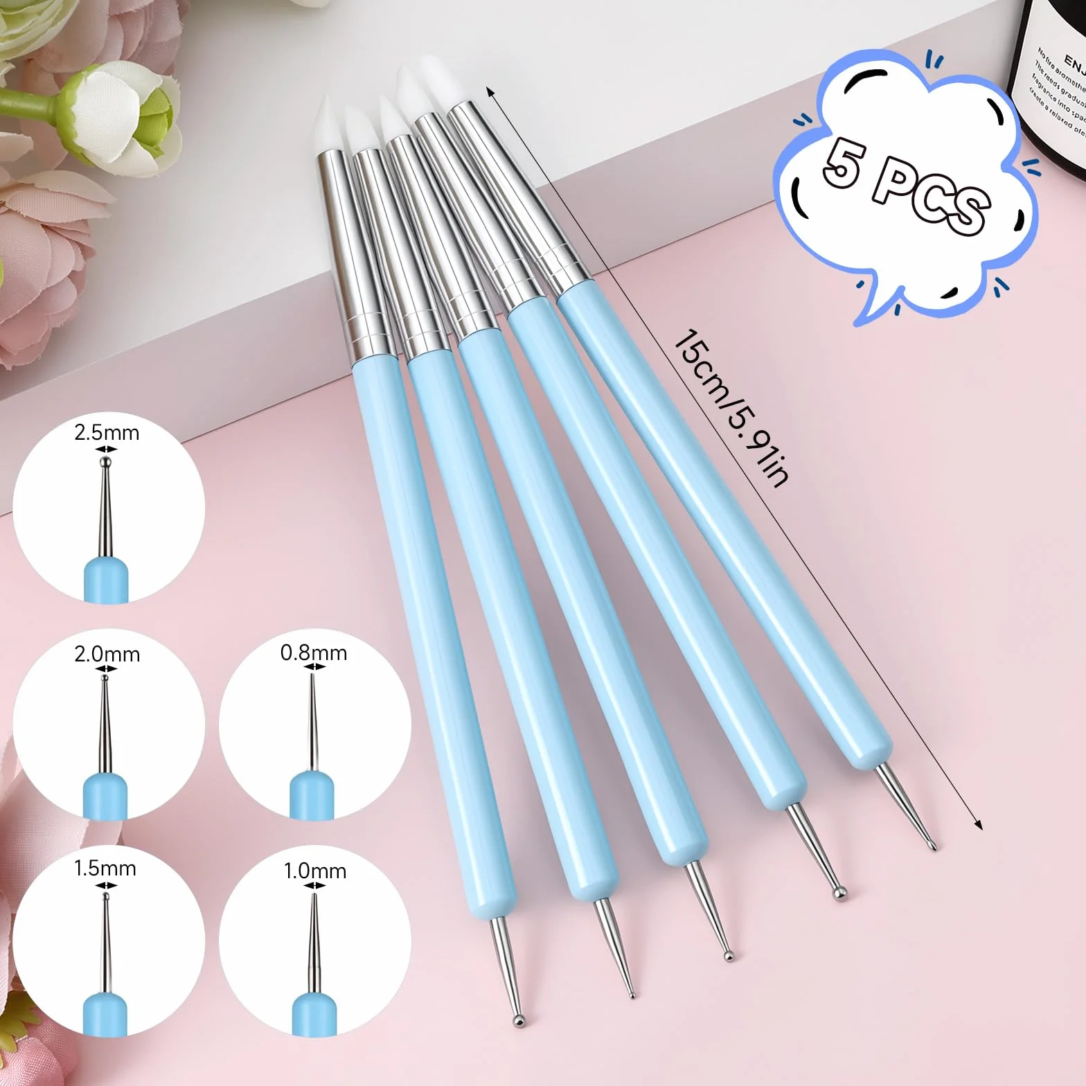 15 Stück Silikonpinsel Malen, Silikon Modellierpinsel Set Malen Nach Zahlen Töpferwerkzeug Dotting Tool Gummipinsel Gel Nägel Silikonstift für DIY Handarbeiten Formen Schnitzen Modellierung
