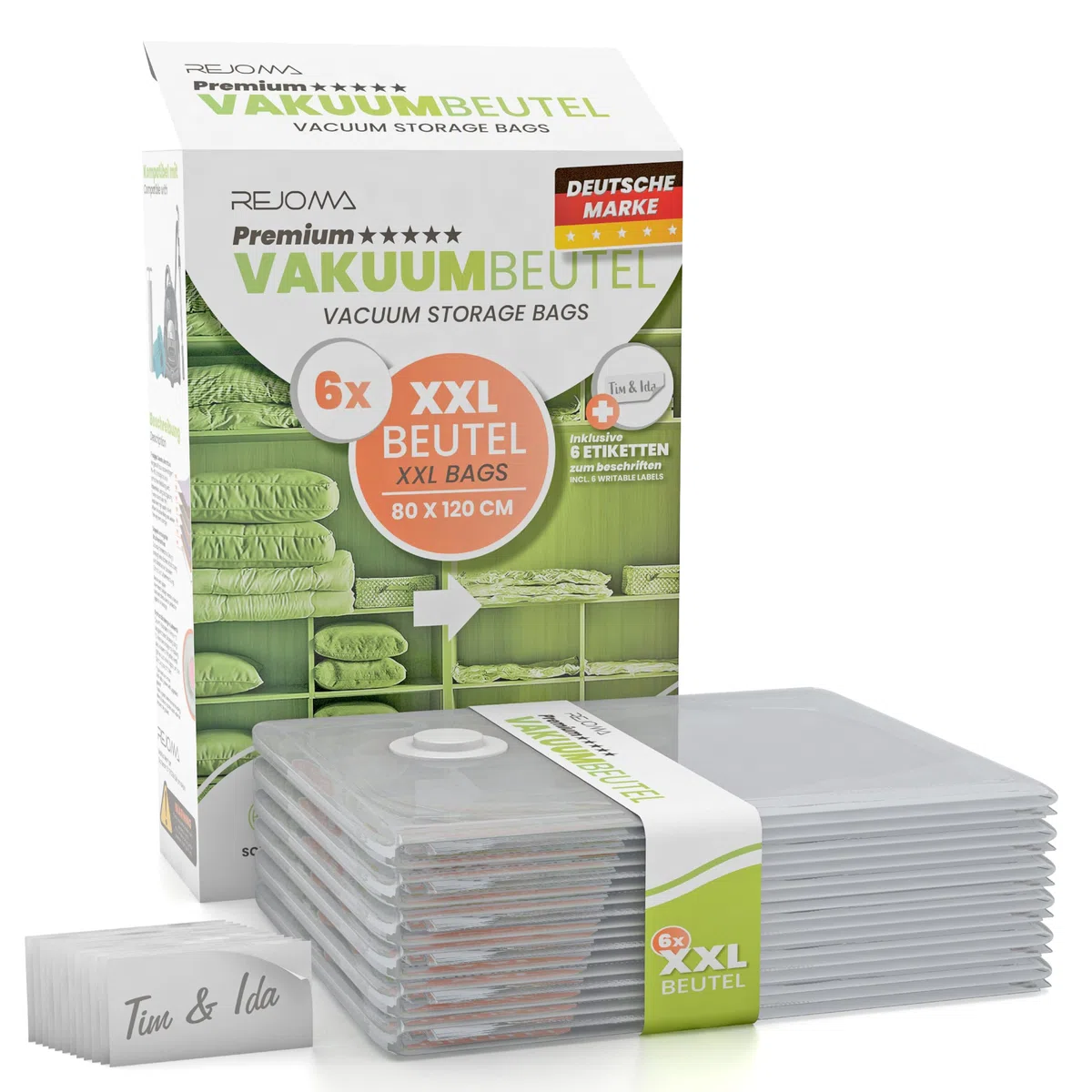 Vakuumbeutel – 6er Set extra groß für Bettdecken, Kopfkissen & Kleidung, platzsparende Aufbewahrung, luftdicht & wiederverwendbar