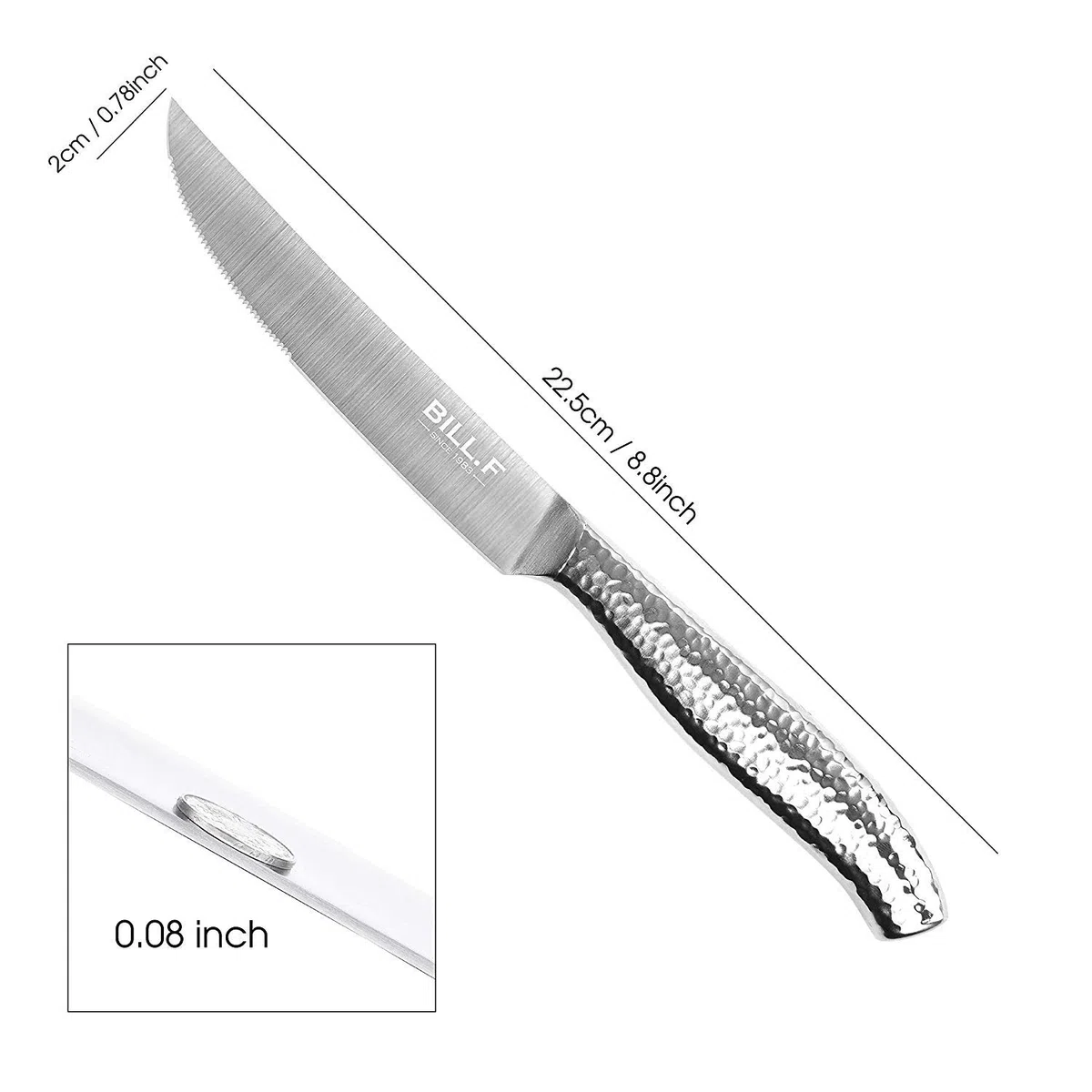 BF BILL.F SINCE 1983 Steakmesserset, 4-tlg. 4,5-Zoll-Steakmesser mit Wellenschliff und Edelstahlgriff