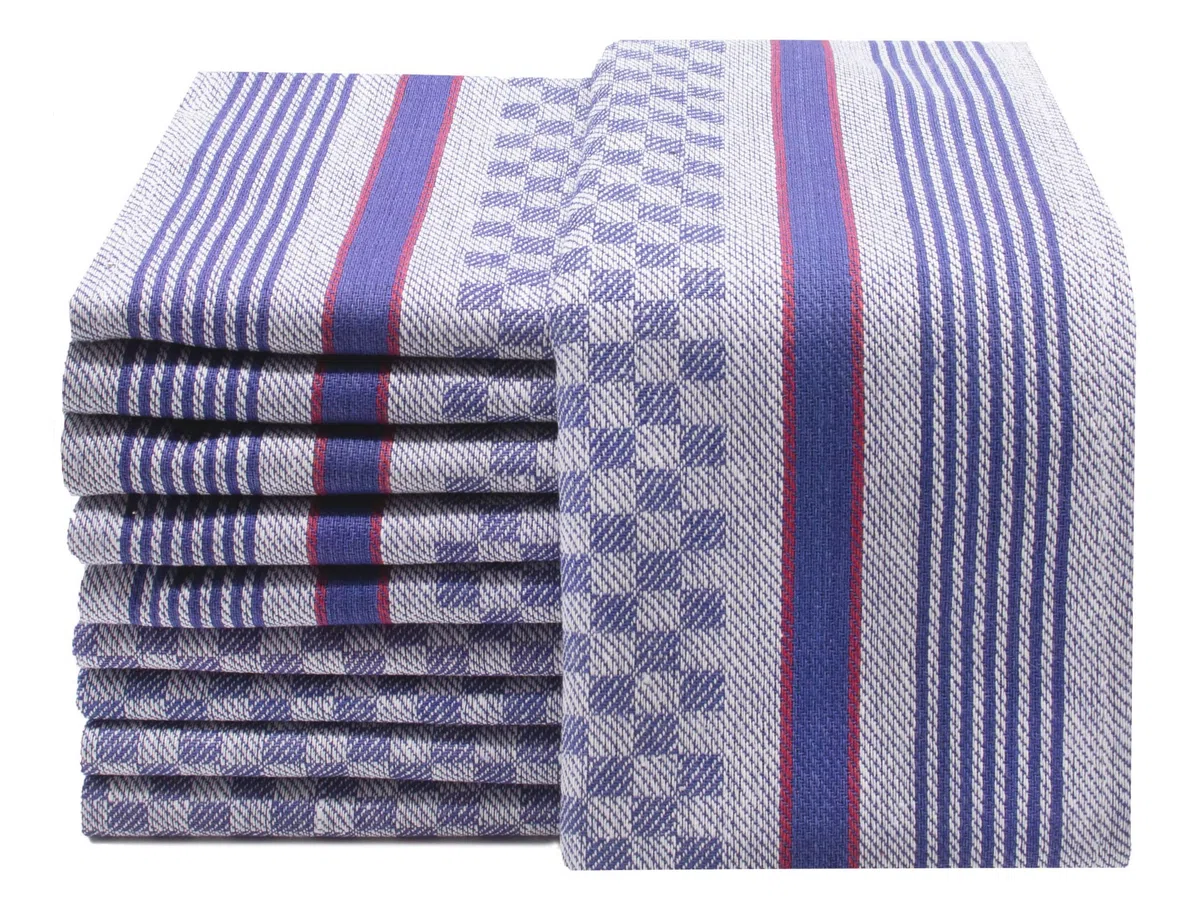 ZOLLNER 10er Set Geschirrtücher, 45x90 cm, Baumwolle, blau kariert