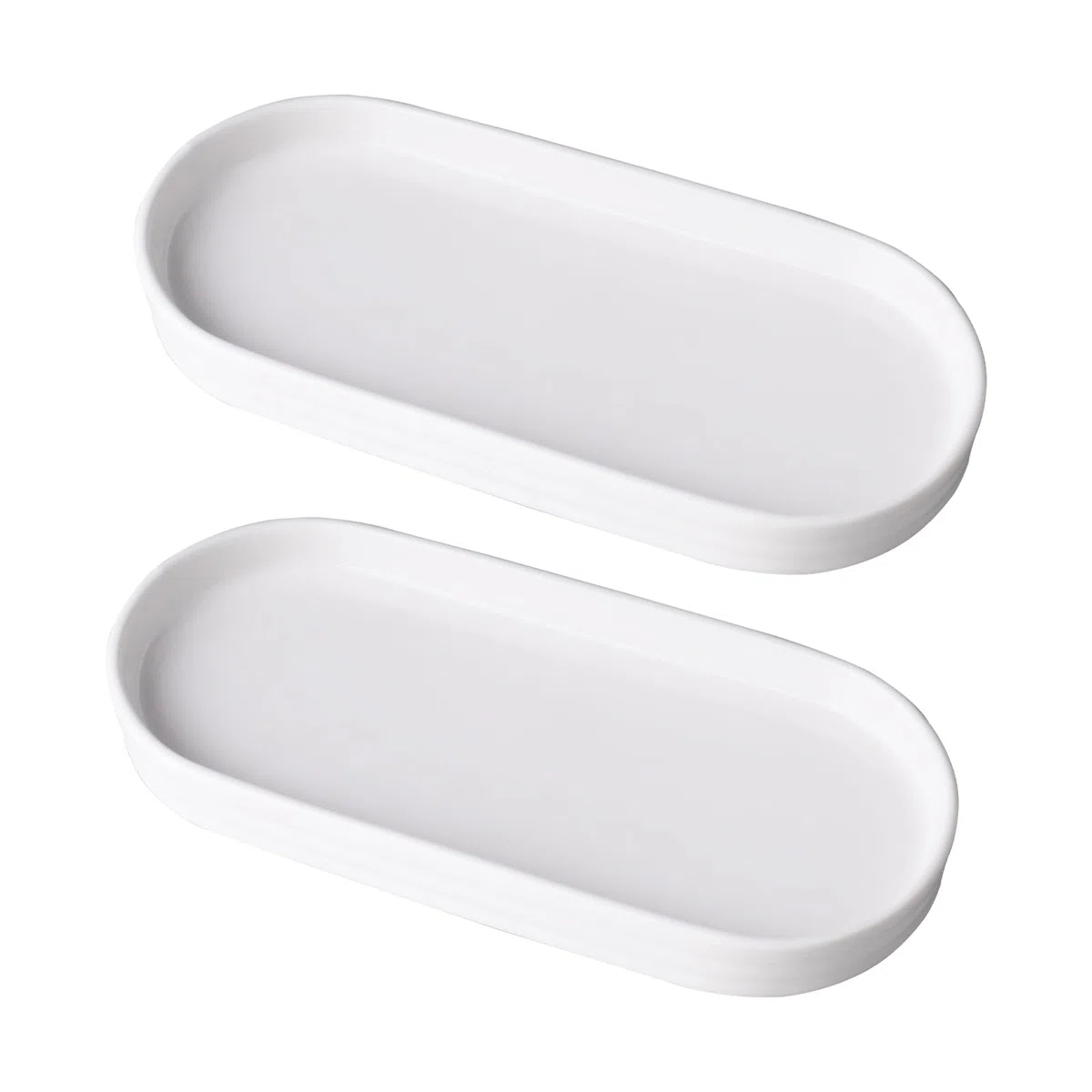 2 Stück Badezimmer Tablett Dekotablett Weiß Oval Kosmetiktabletts 20 * 9 * 1,8 cm Bad Tablett Badezimmertablett Geeignet für Bad, Küche und Dekoration
