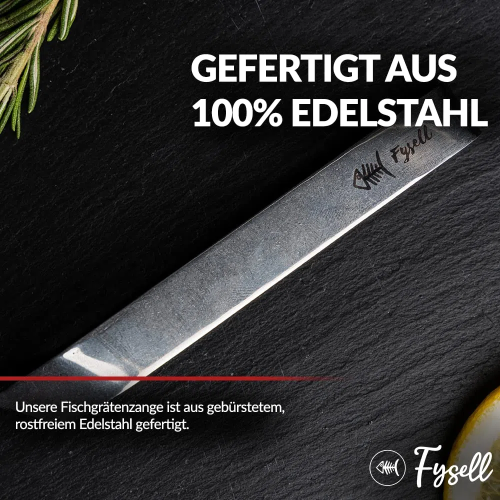 Grätenzangen 3er Set für Fisch aus gebürstetem Edelstahl – Grätenpinzette mit geradem Kopf – Fischpinzette zum präzisen Entfernen von Fischgräten – rostfrei & spülmaschinenfest