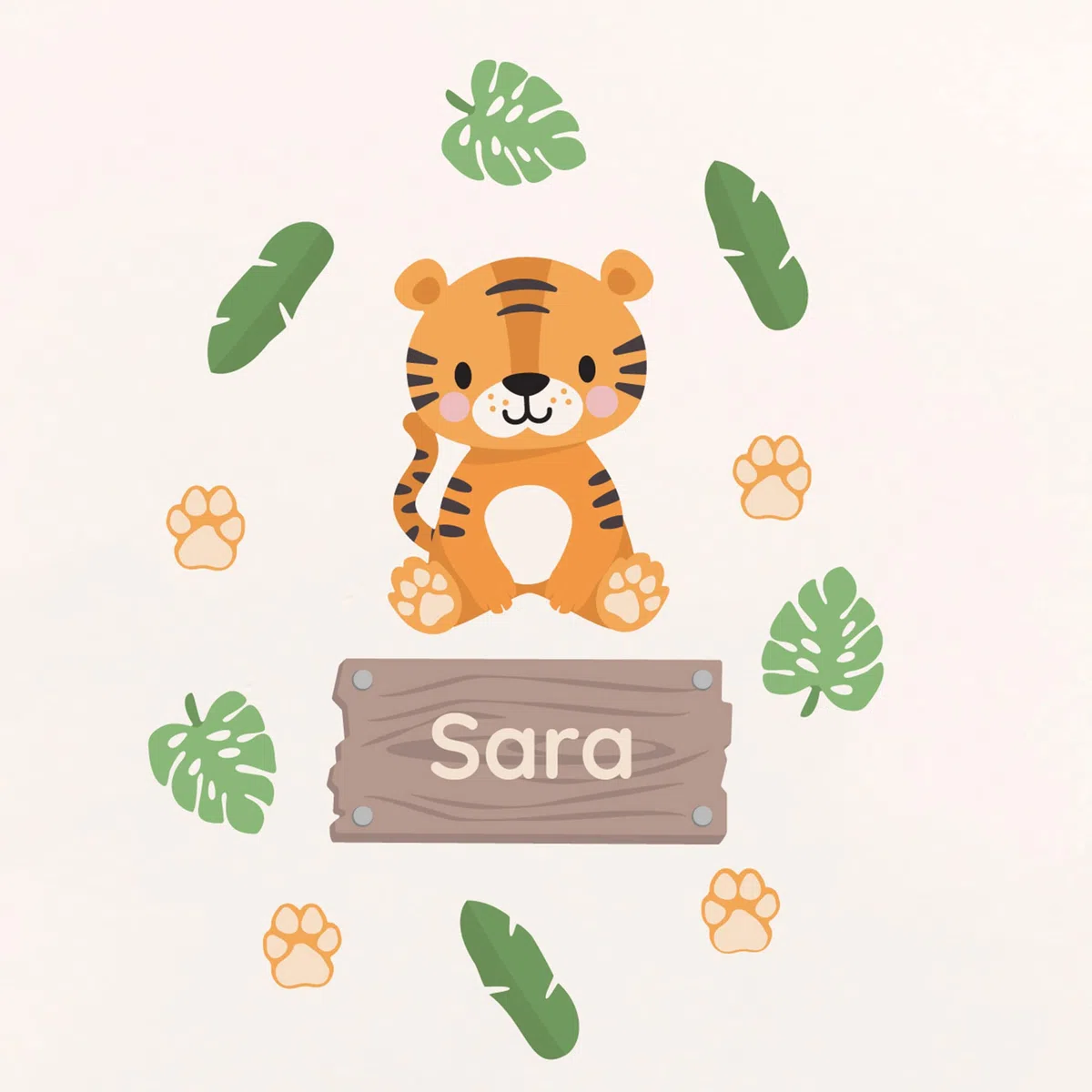 Klebekerlchen® Türaufkleber personalisiert mit Namensschild – Türschild Kinderzimmer & Babyzimmer Wandtattoo – selbstklebende Wandsticker - Kinderzimmer Deko Junge & Mädchen – Tiger