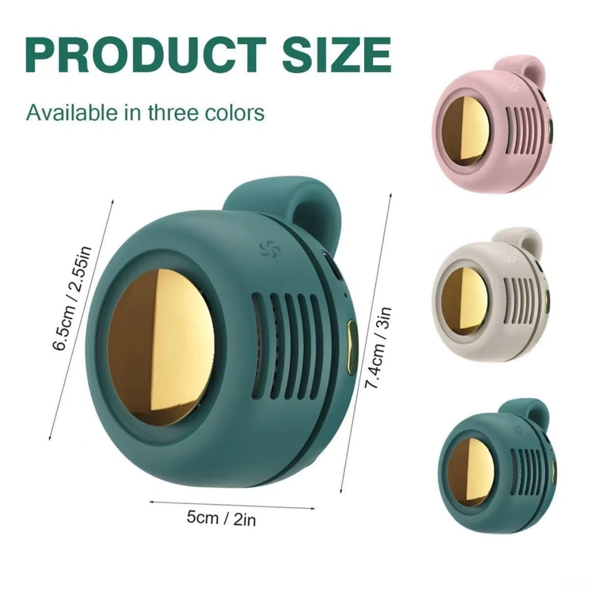Tragbarer Mini-Ventilator, zum Aufhängen von Kleidung unter dem Hemd, 360° drehbar, 3 Geschwindigkeitsstufen, 900 mAh Akku-Kapazität (weiß)
