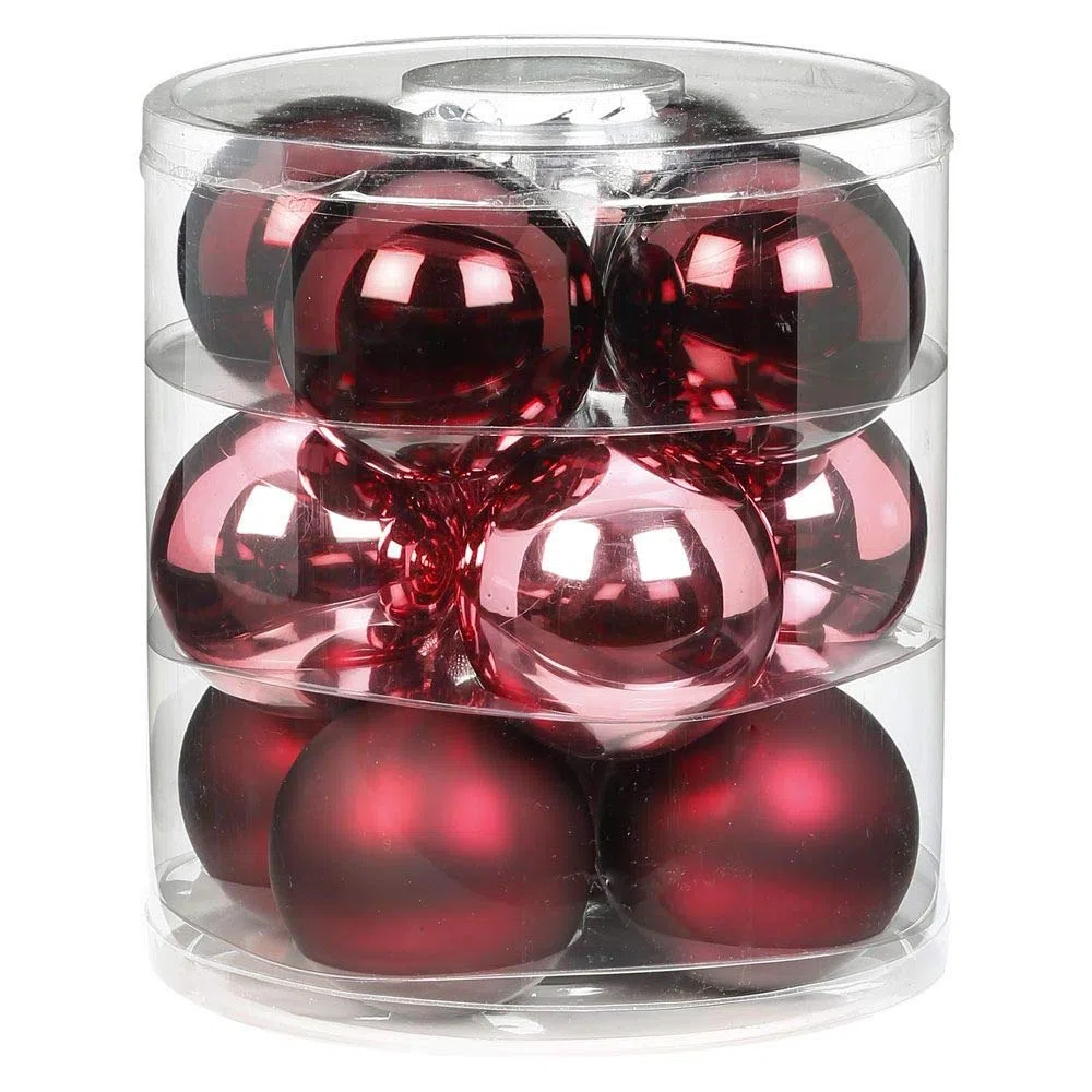 Magic Weihnachtskugeln Glas 8cm 12 STK. Christbaumkugeln (Berry Kiss (Beere Glanz/Matt))