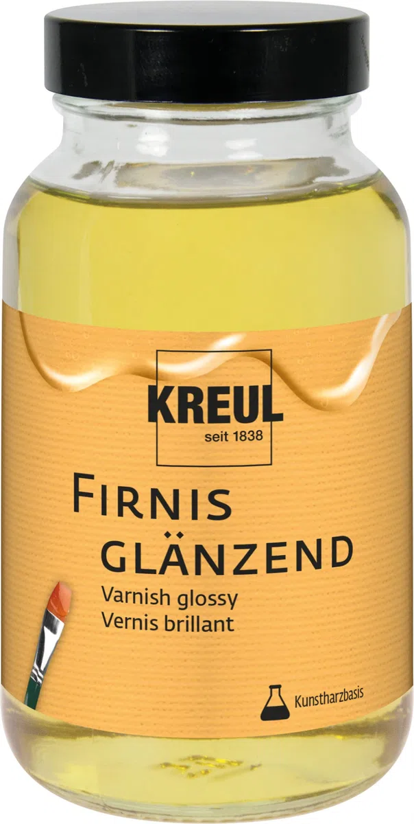 KREUL 86155 - Firnis glänzend, 250 ml, schützt vor Staub und Schmutz, transparenter & elastischer Schlussfirnis auf Kunstharzbasis, für Öl- und Acrylmalerei