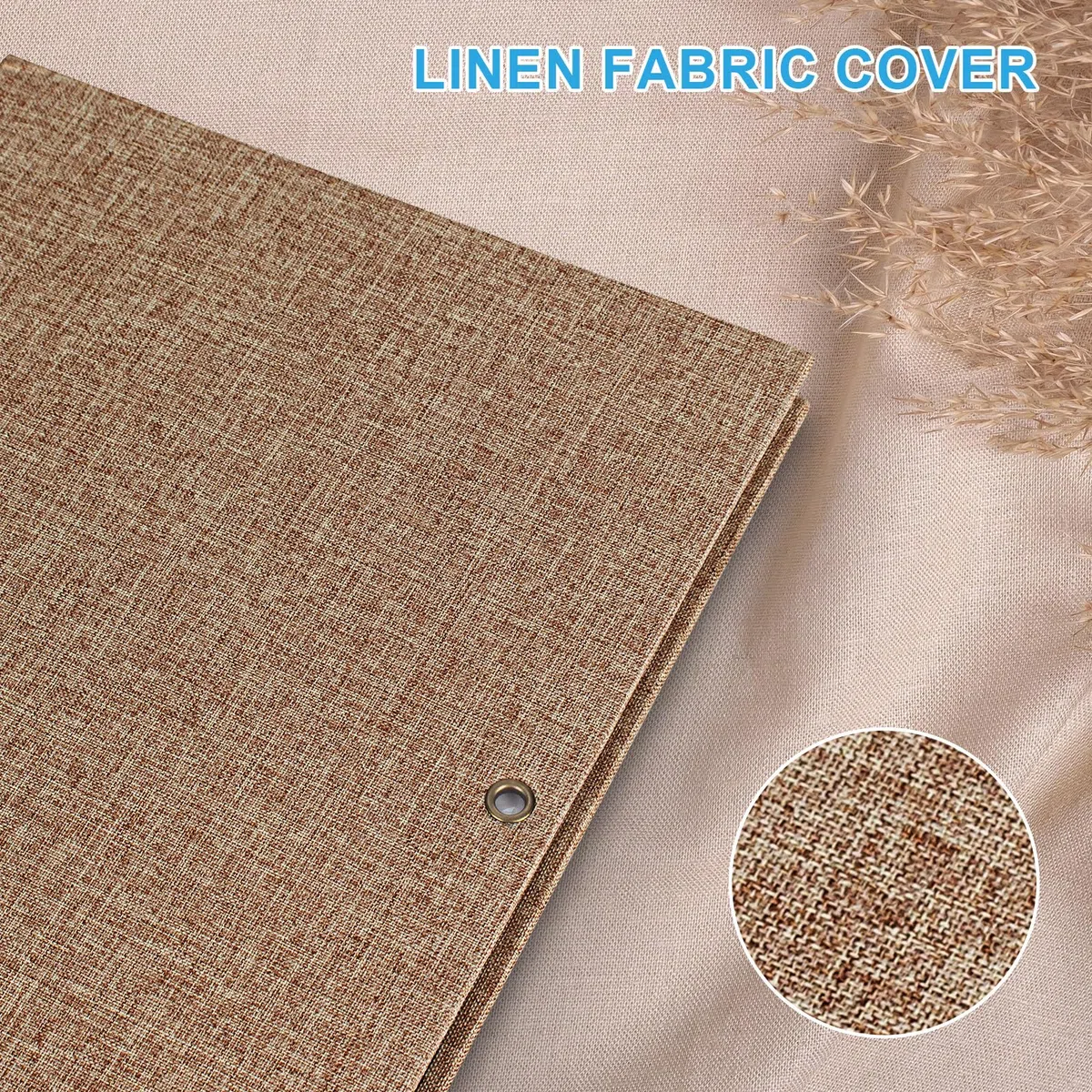 AIOR Fotoalben Selbstklebend 60 Weißen Seiten, Fotoalbum zum Selbstgestalten, Album Fotobuch DIY Scrapbook, Leinenbezug Fotobuch für Familien Hochzeit (Beige)