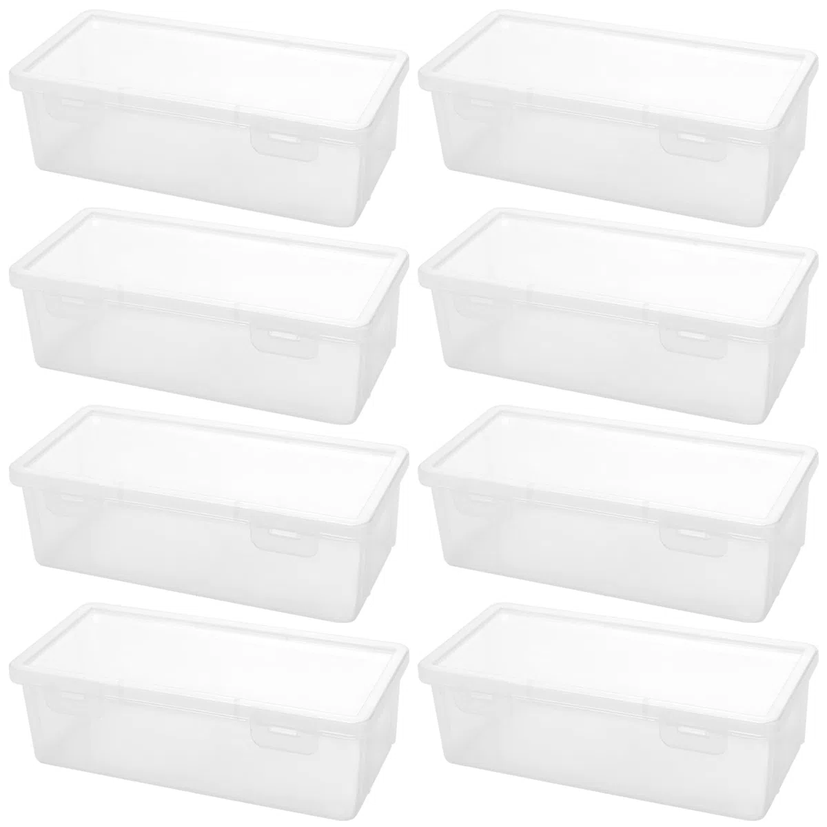 8 Stück Kunststoff Stiftebox Organizer mit Deckel, 19 x 9 x 6 cm Stapelbar Stifteboxen, Transparente Stifte Aufbewahrungsbox Sortierbox für Kleinteile, Schreibwaren, Craftbox