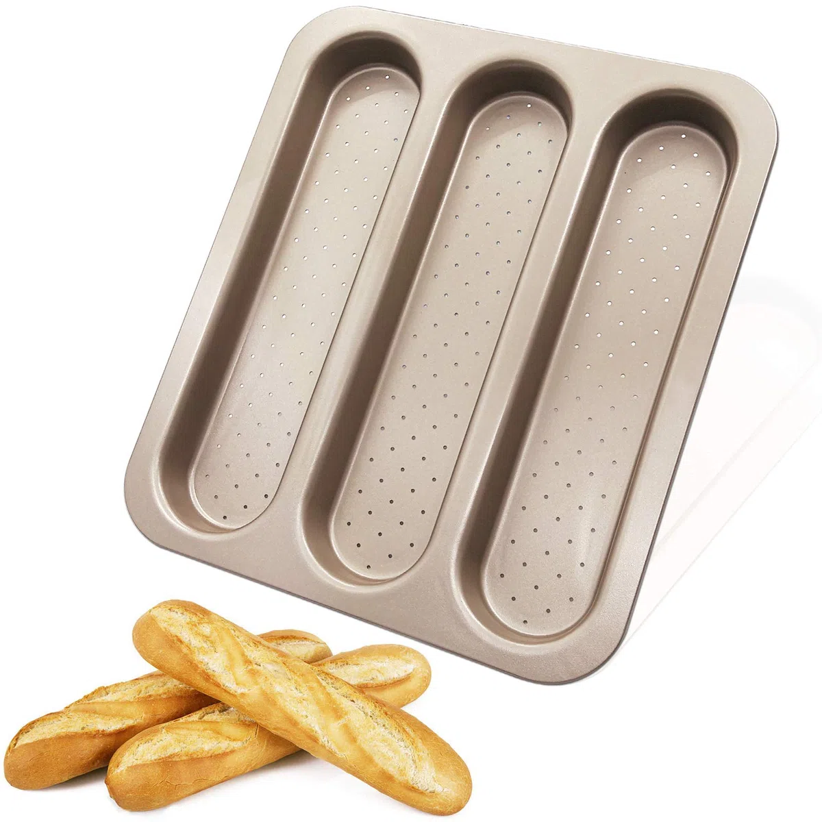 Baguette-Backblech, antihaftbeschichtet, Baguette-Brotform, Pfanne, längliche Brotform, perforiert, französische Stick-Kastenformen, Baguette-Brotbackform, Werkzeuge, Karbonstahl