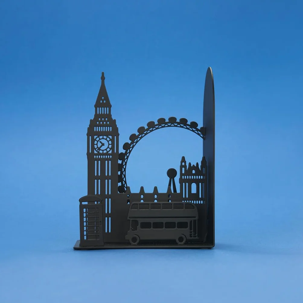 Balvi Buchstütze London Schwarz Farbe Stabil und rutschfest Metall