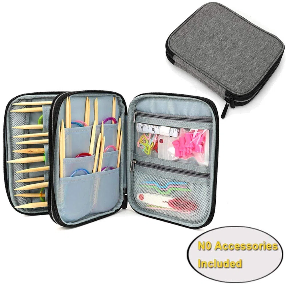 LOOEN Stricknadeln Tasche,Organizer Tasche für Rundstricknadeln, 23.6 Zoll Stricknadeln und anderes Zubehör, Aufbewahrungs Organizer(Keine Zubehör enthalten)