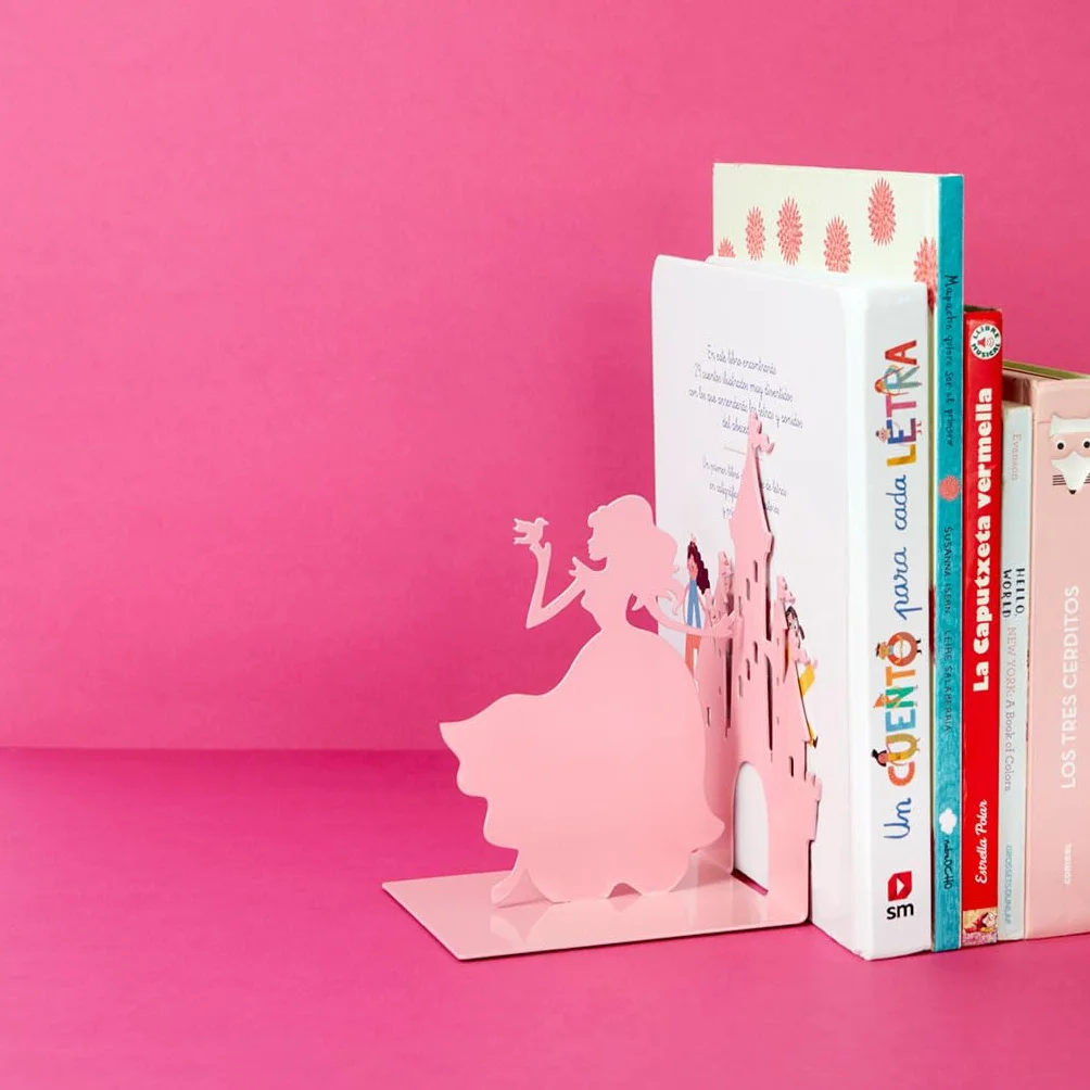 Balvi Buchstütze Fairy Tale Farbe Rosa Eine Prinzessin und Ihr Schloss Metall