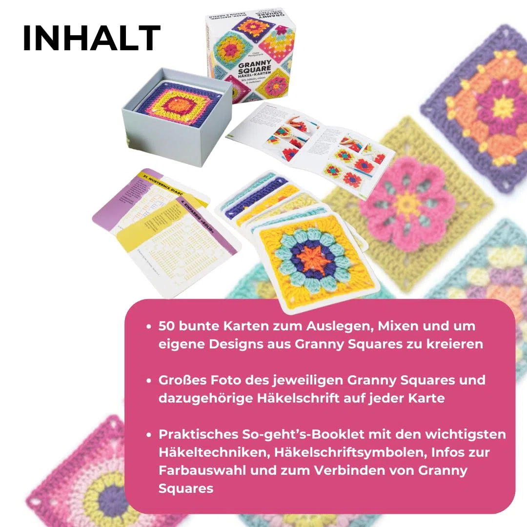 Granny Square Häkel-Karten (Deutsche Ausgabe). 50x häkeln, mixen und matchen. Mit Häkelschrift und Foto zu jedem Granny Square und praktischem So-geht's-Booklet, Yellow