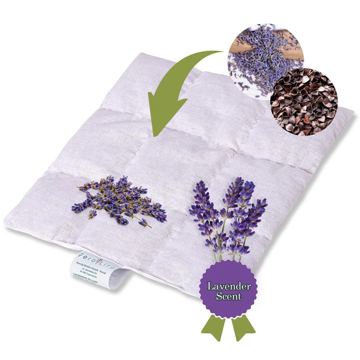 Ferocity Lavendelkissen Kisseneinlage 30x30 cm Naturbelassenes Kisseneinsatz Kissen mit Bio Natur Lavendelfüllung | Nachhaltiges Lavendel Duftkissen mit getrockneten Blüten Füllung [162]