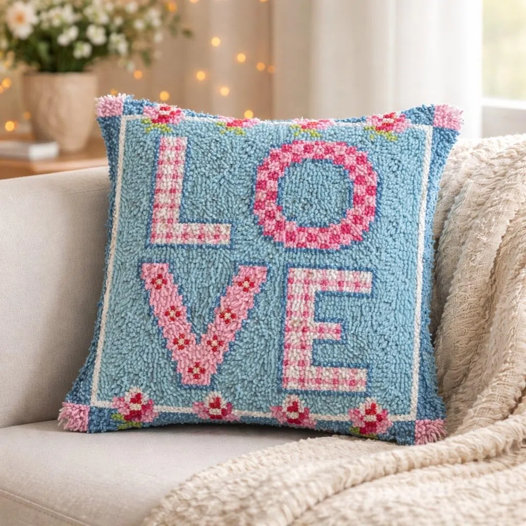 DIY Knüpfteppich Set Handgemachte Geschenke für Kinder Erwachsene 43cm x 43cm