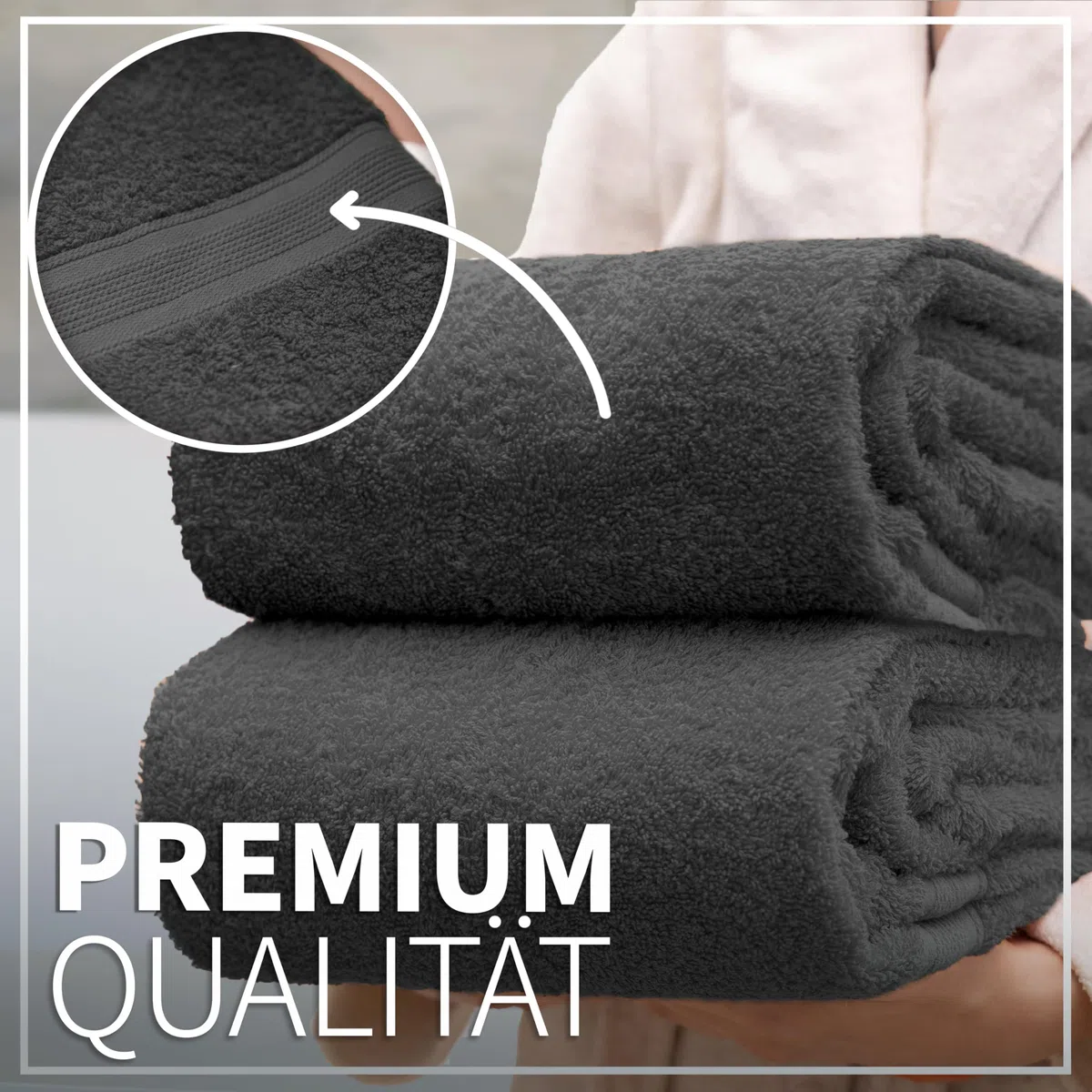 NatureMark 2er Pack DUSCHTÜCHER Premium Qualität 70x140cm DUSCHTUCH Dusch-Handtuch Doppelpack Farbe: Anthrazit grau