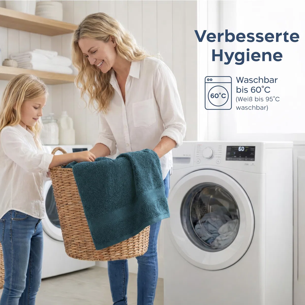 Twinzen Saunahandtuch 100x200 cm - XXL Saunatuch & Badetuch aus 100% Baumwolle, saugstark & weich, mit Aufhänger, Oeko-TEX Zertifiziert - Blau