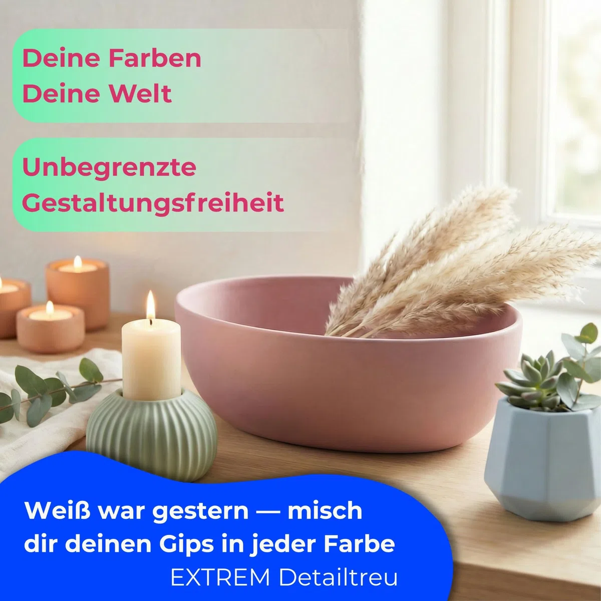 Gießpulver Weiß 4,5kg für Silikonformen, KERANO Made in Germany | In 15 Minuten entformbar, ohne Brennofen. Bildet feinste Details scharf ab, für Vasen, Kerzenhalter, Schalen & Skulpturen