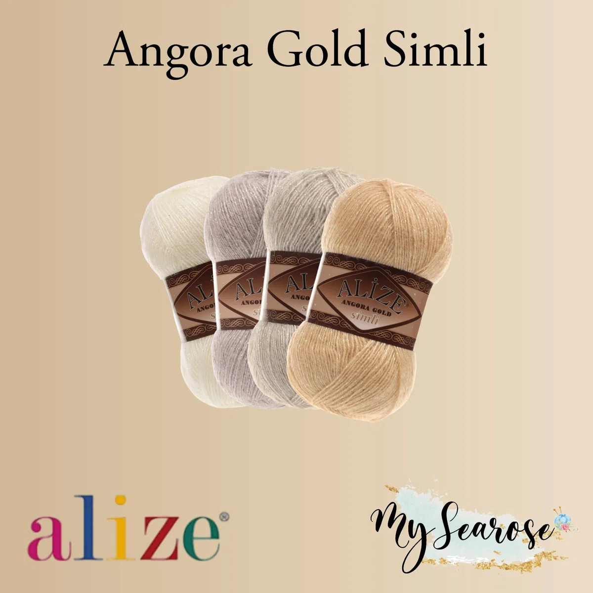 ALIZE Angora Gold Simli 01 Cream Premium Wolle 3 x 100g Glitzerwolle für Tücher Schals und Accessoires weich leicht elegant für Herbst und Winter mit mySearose Label