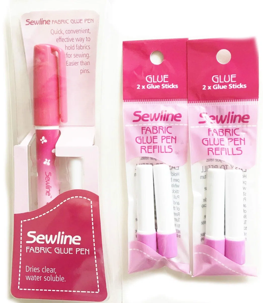 Sewline Stoffklebestift, 2 x doppelte Nachfüllpackung, EPP, nadelloses Nähen und Papieranheften, trocknet klar