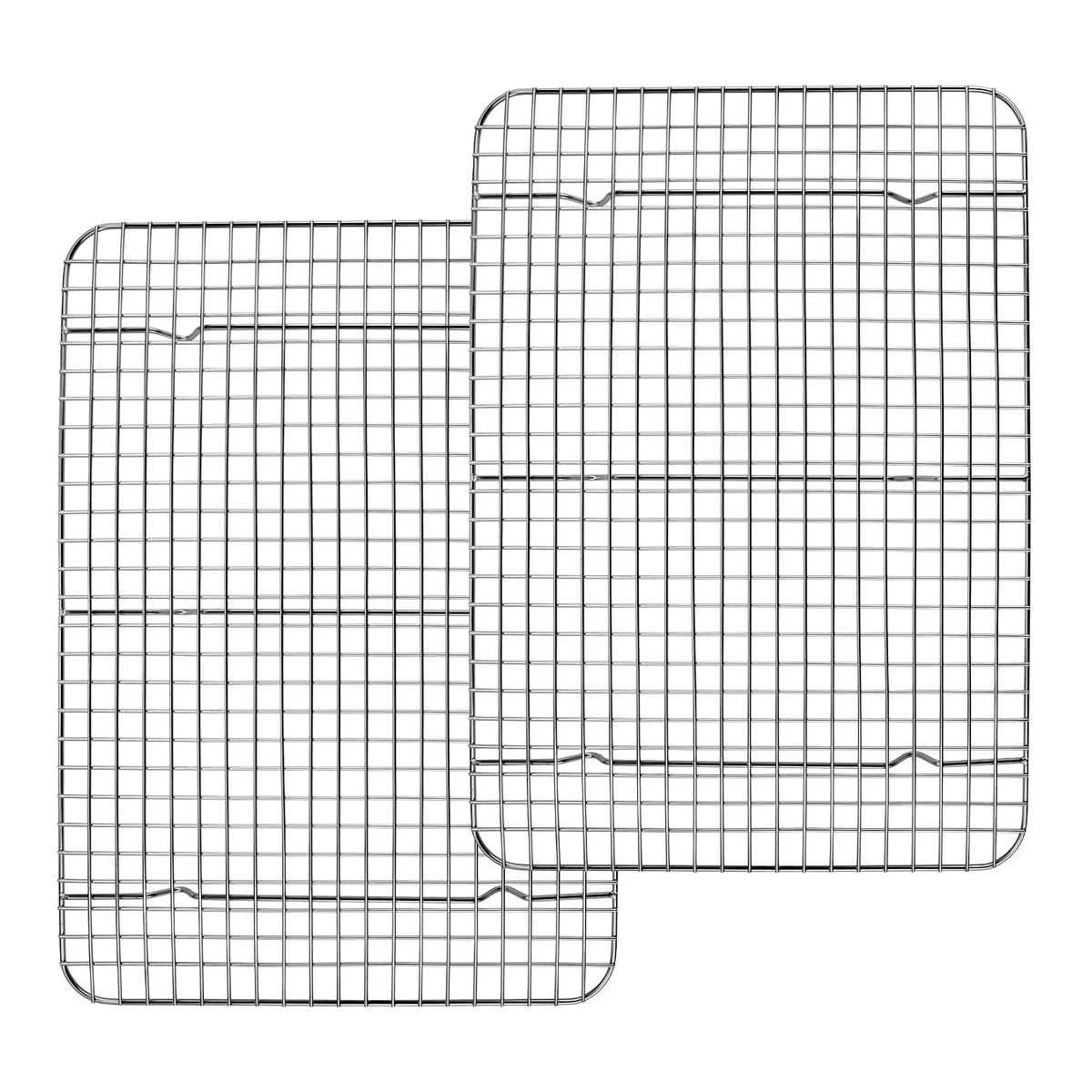 TEAMFAR Abkühlgitter, Rechteckig Edelstahl Kuchengitter Auskühlgitter, 2 Stück Mehrweg Backgitter für Backen Grillen Kühlen, 38,9cm*28,5cm*2cm, Gesund & Langlebig, Spülmaschinenfest