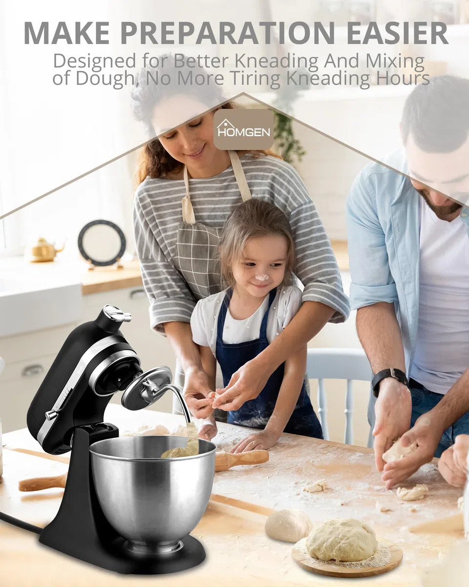HOMGEN Knethaken für Kitchenaid 4.5/5QT Edelstahl Knethaken spülmaschinenfest für Kitchen Aid Standmixer KSM150 K45 K45SS KSM75 KSM175 Ersatz