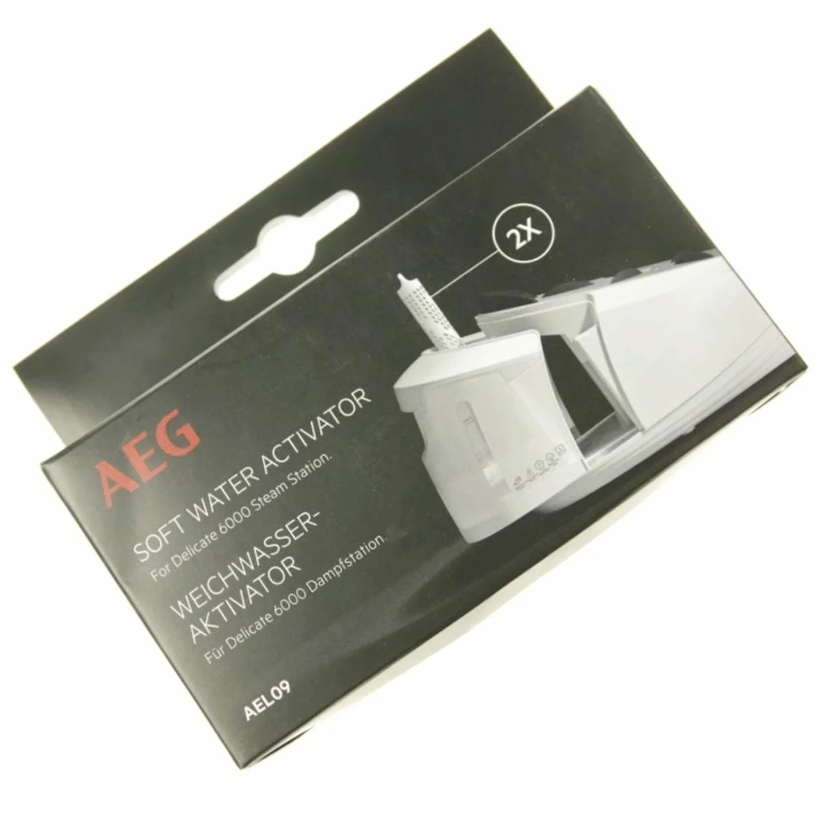 AEG AEL09 Anti-Kalk-Patronen für Dampfstation ST6-1-4LG, ST6-1-6D(Weichwasser-Aktivator, Vorbeugung von Verkalkung, hocheffiziente Filtration, Zubehör Dampfstation, einfache Handhabung, 2 Stück, weiß)