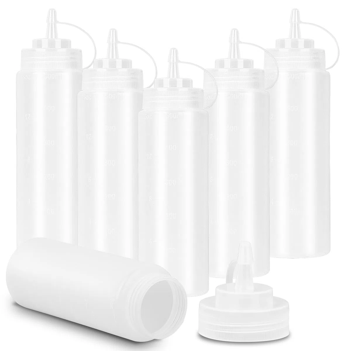 Squeeze Flasche Saucenflasche,6 Stück 500ml(16oz) Plastik Quetschflasche Mit Kappen-BPA Frei,Kein Leck,Dosierflasche,Dressingshaker für ketchup flasche,Saucenspender,Gewürzflasche