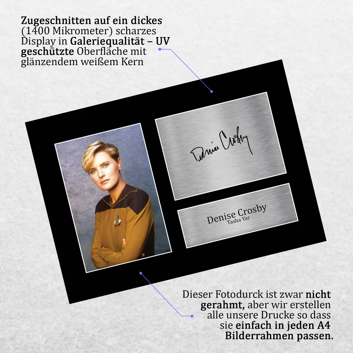 HWC Trading A4 Denise Crosby Star Trek Tasha Yar Geschenke Gedruckt Signiert Autogramm Bild Für Fernsehshow Fans