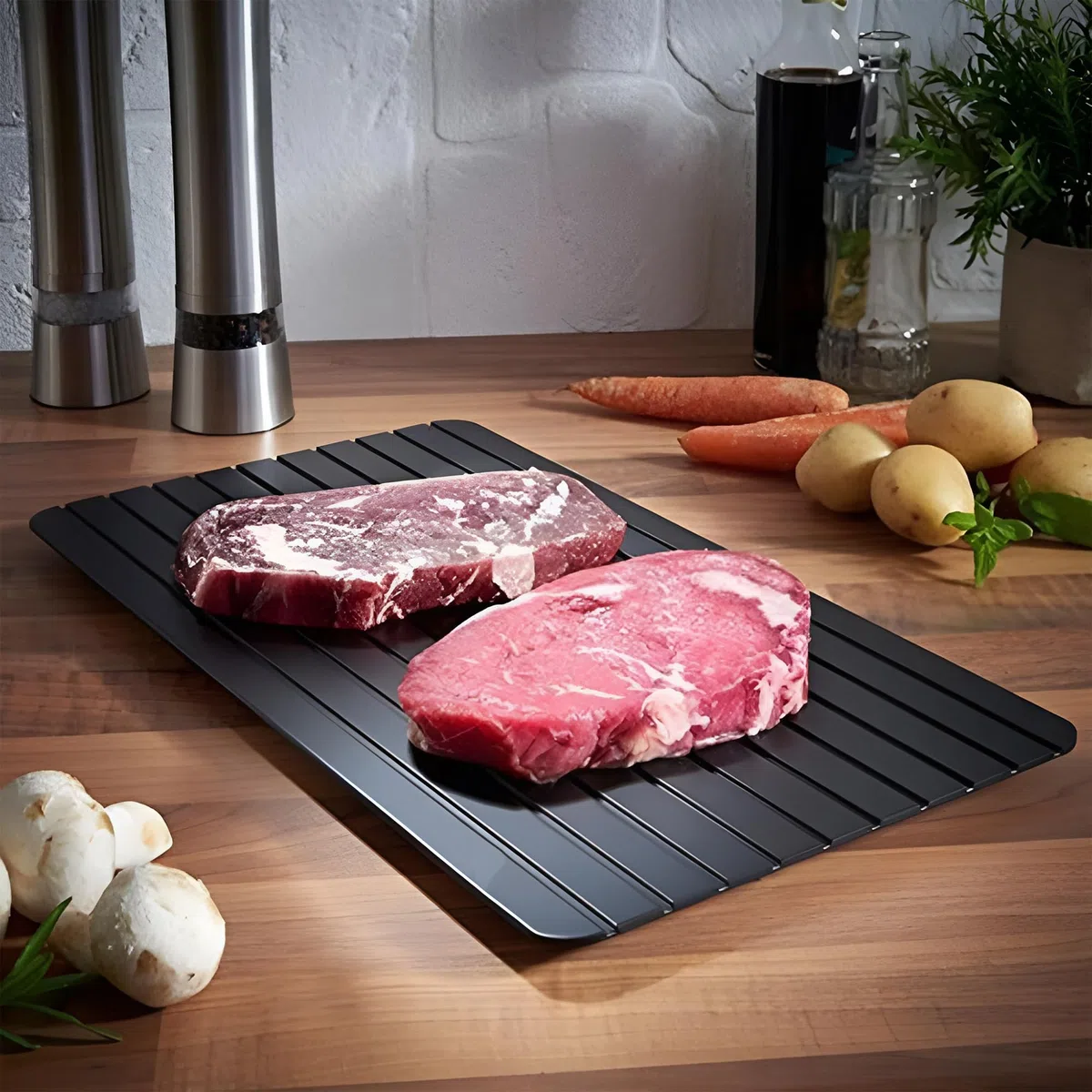 FISHTEC - Auftauplatte - Schnellauftauplatte - Brett für Fleisch, Fisch und Gemüse - Auftauen von Tiefkühlkost - Ohne Strom - 35,5 x 20 cm - Schlichtes und modernes Design