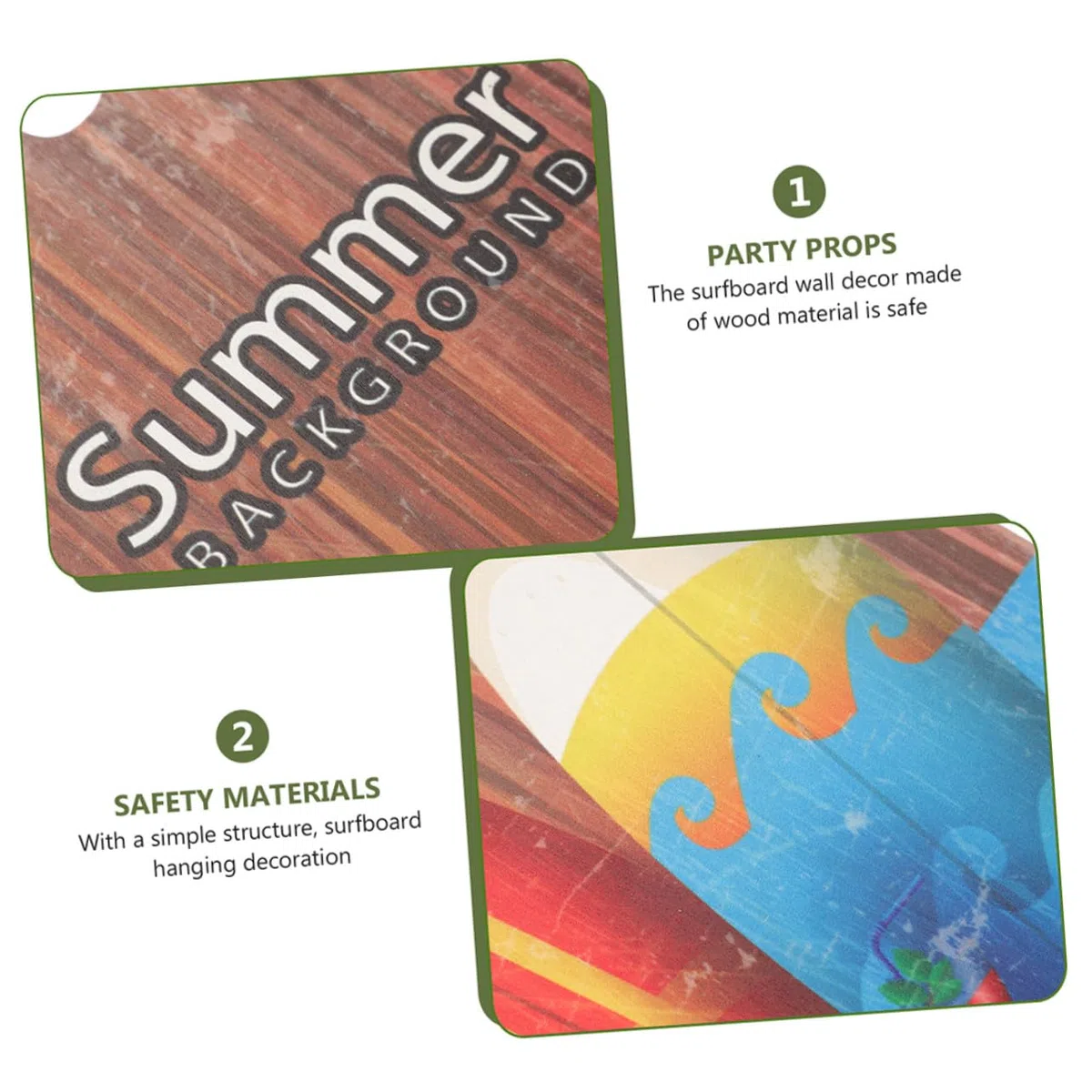 MUCKLILY 3 Stück teiliges Surfbrett Holzschild tropische Strand Wanddeko sommerliche Beach Party Deko für Innen und Außen kreative Surfboard Formen für tropisches Flair