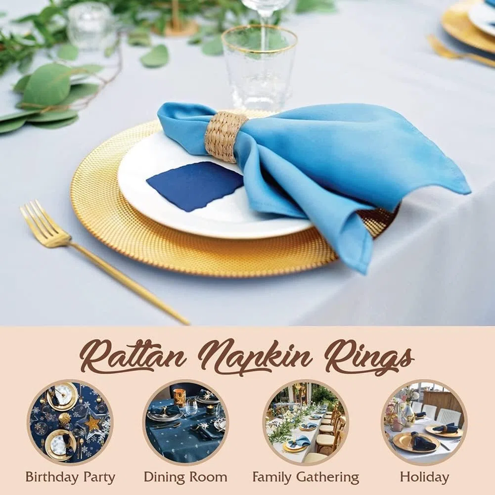 Natürliche Serviettenringe 12 Stück - Handgewebte Wasserhyazinthe Ringe, Boho Serviettenhalter Rustikale Serviettenschnallen für Esszimmer,Jahrestag,Geburtstag,Weihnachten