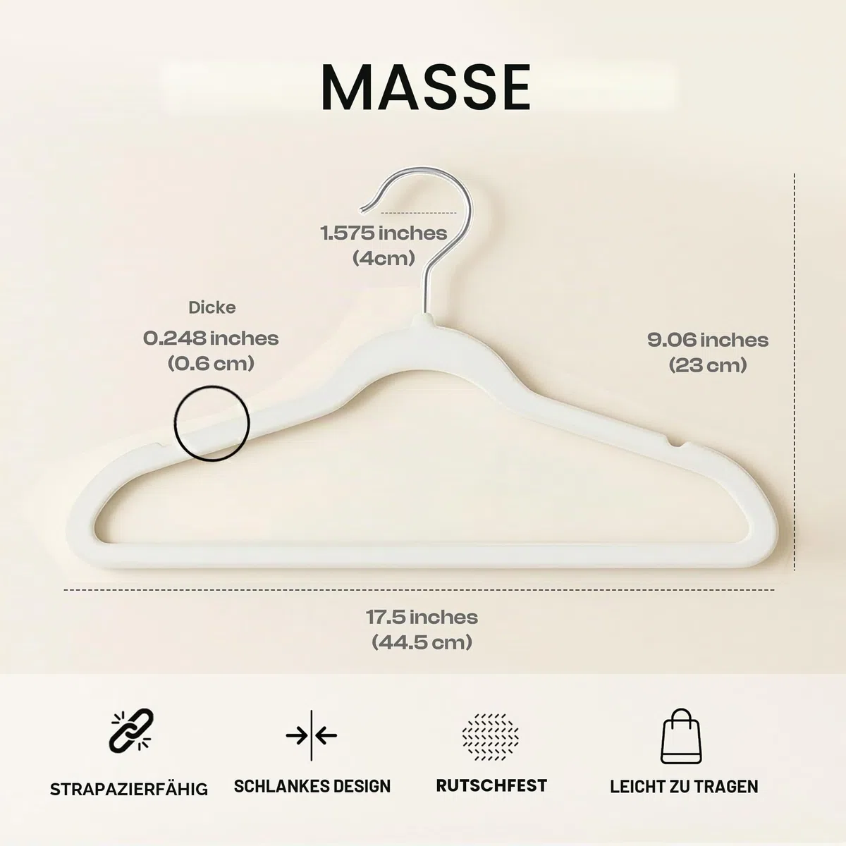 Utopia Home - Antirutsch-Kleiderbügel aus Samt - rutschfeste und strapazierfähige Kleiderbügel aus Samt - Stark genug, Jacken und Pullover zu halten (Weiß, 20er-Pack)