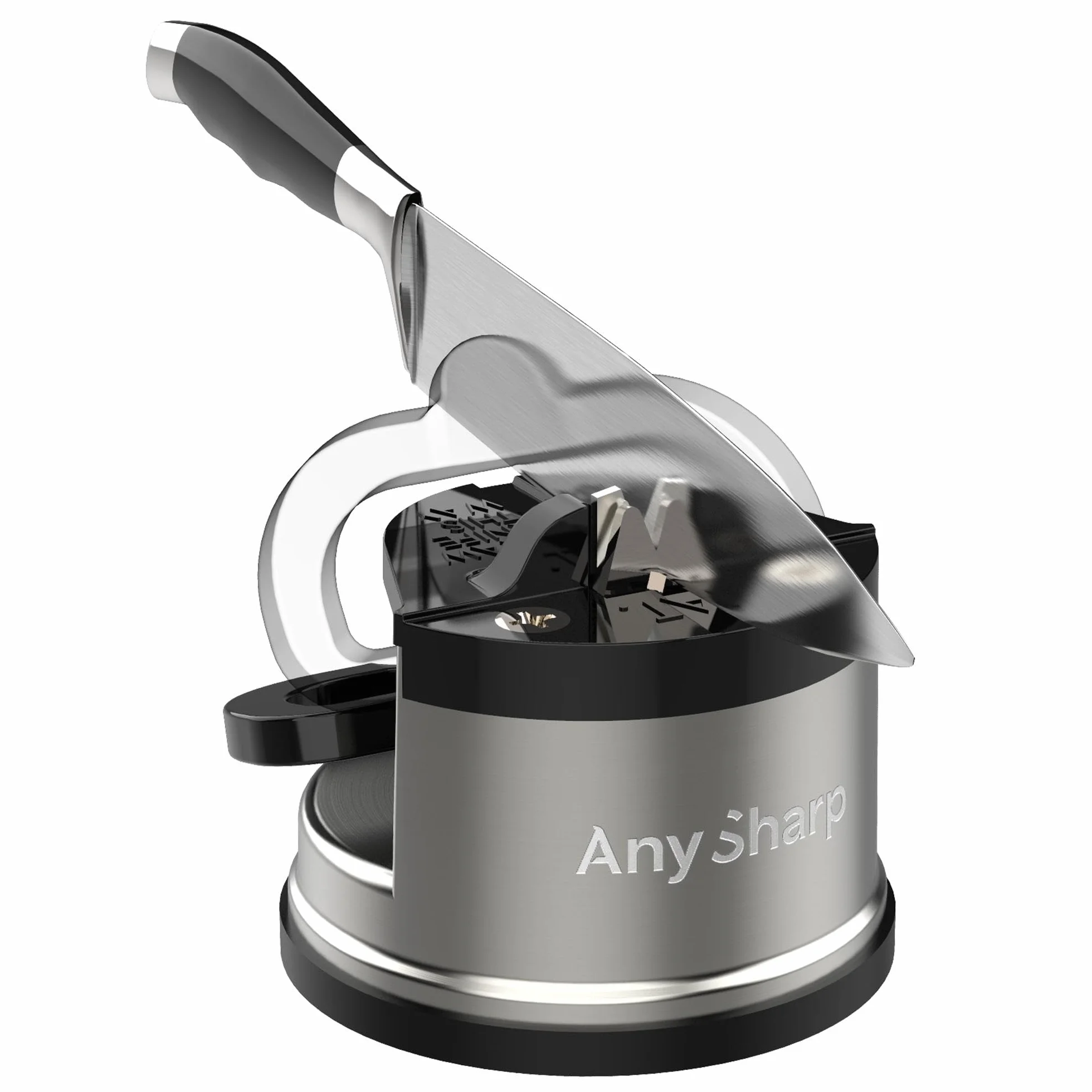 AnySharp Pro Messerschärfer (Metall) mit Saugnapf, Gebürstetes Metall