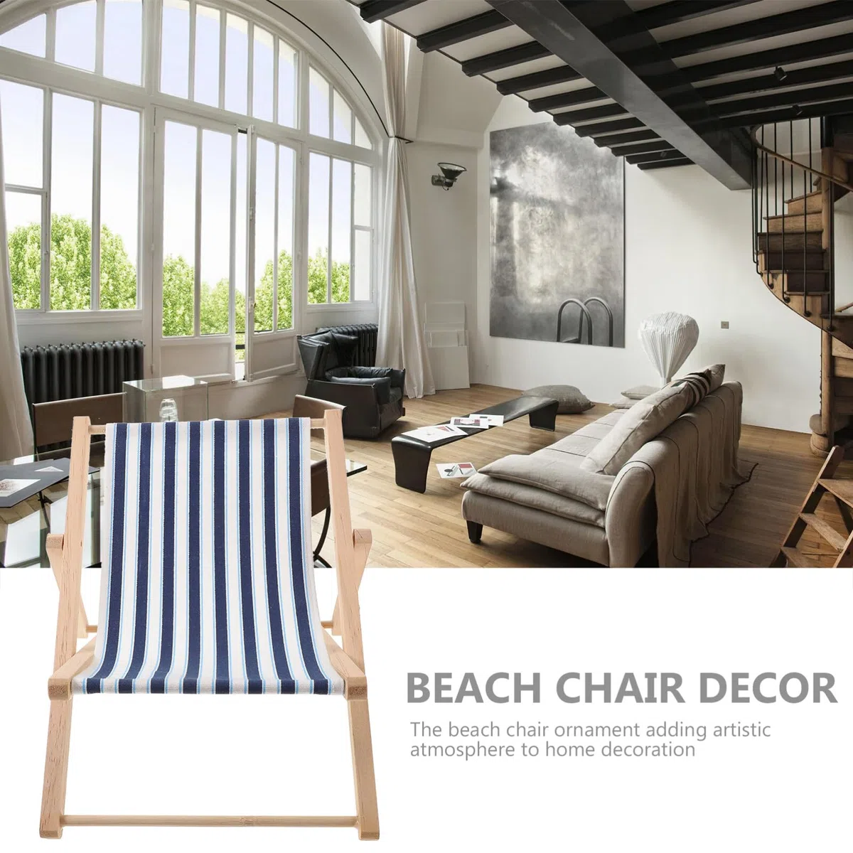 ifundom Klappbarer Strandstuhl Aus Holz Kleiner Klappbarer Strand-Sonnenstuhl Lounge-Liegestuhl Nautische Dekoration Für Zuhause Schreibtisch Gartendekoration