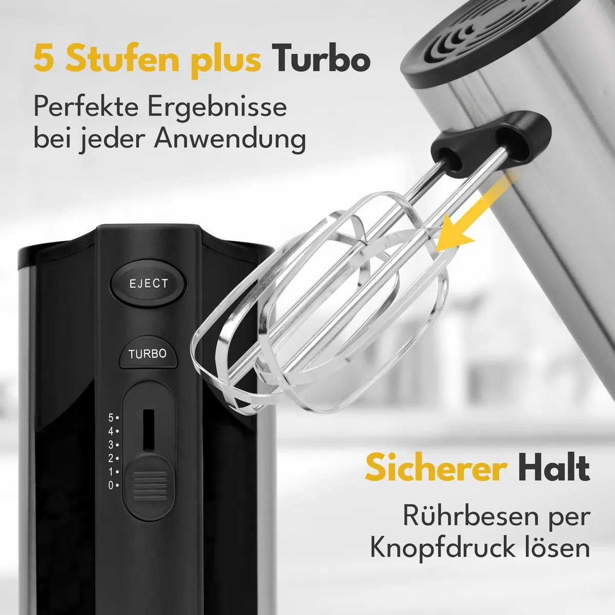 LEBENLANG 400W Handmixer Handrührgerät - 5 Stufen & Turbo Inkl. Standhalterung I Hand Mixer Handrührer Rührgerät Rührmaschine Küche I Mikser electric Handrührgeräte Küchengeräte Handmixe Mixer Küche