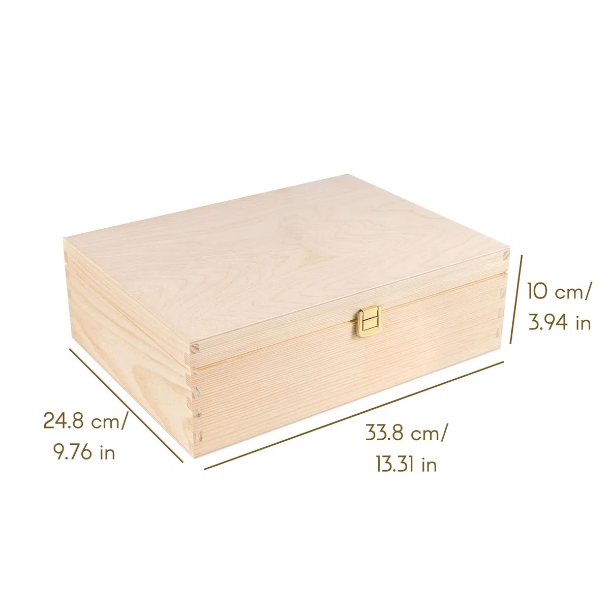 Creative Deco A4 Holzkiste mit Deckel | 33,8 x 24,8 x 10 cm (+/- 1 cm) | Unlackierte Aufbewahrungs-Box | Große Schatulle | Große Holzbox Ideal zur Lagerung der Wertsachen, Spielzeugen und Werkzeugen