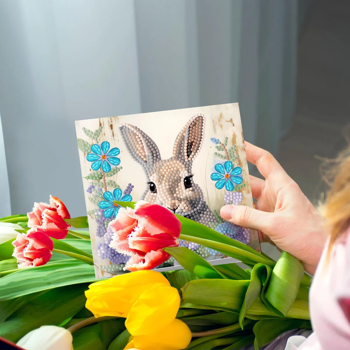Sumshy 8er Set DIY Diamond Painting Grußkarten Set Ostern, Christmas Diamond Painting Greeting Cards Osternkarten for Kinder & Erwachsene (Ostern-8er Set A)