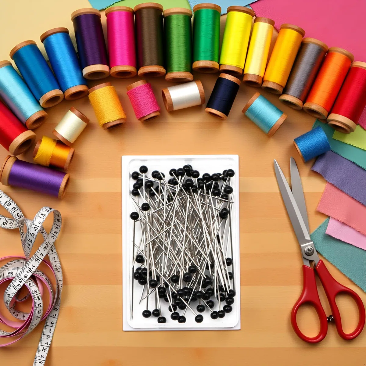 100 Stück schwarze Glaskopfnadeln zum Nähen, gerade Quilten, Schneidern, Schneidernadeln mit schwarzem Kugelkopf für Stoffschmuck, DIYnadeln und Nadelkissen
