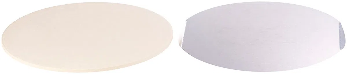 Backofen-Pizzastein: Runder Pizzastein mit Aluminium-Servierblech, Ø 33 cm (für Grill, Backofen Schamotte Steine, Backen)