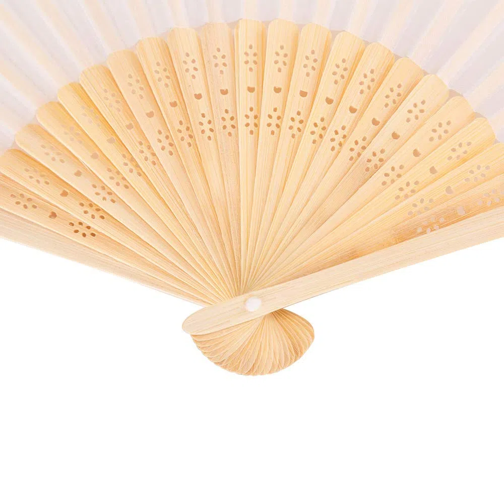 25 Stück Weiß Seiden Bambus Stoff Fächer Set inkl. faltbar Klappfächer Hochzeit Stofffächer Dekofächer Handfächer Hand Fan Wedding Hochzeit Party Faltbar Taschenfächer Party
