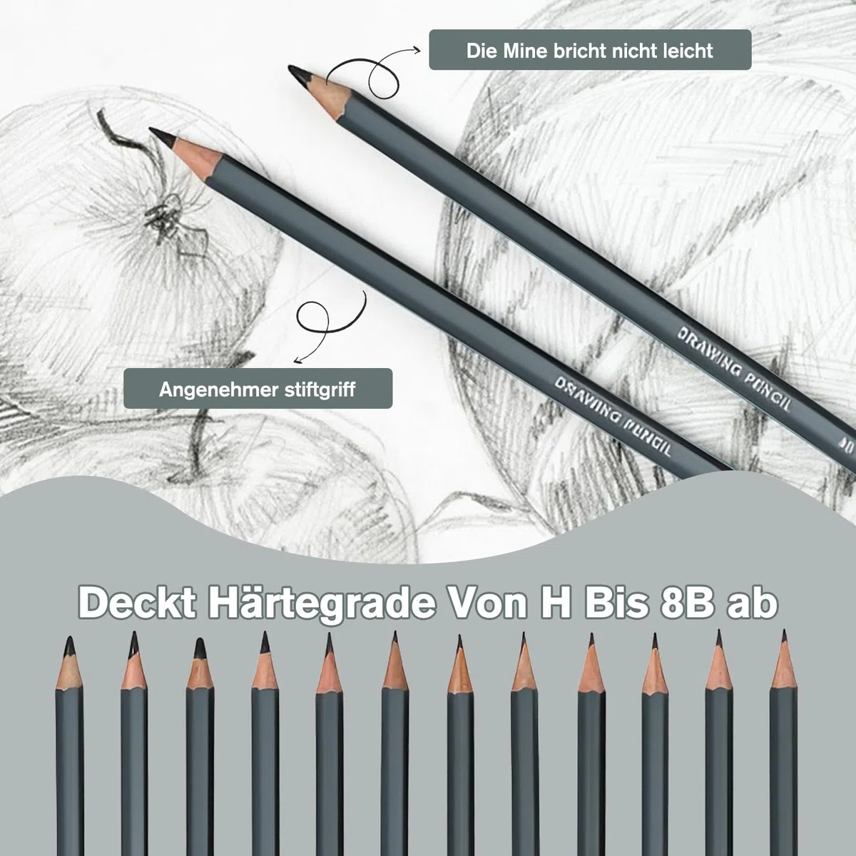 39-teiliges Zeichenset Skizzenstifte Set, Zeichenstifte Künstlerbedarf mit Skizzenbuch Graphitstiften Pastellkreiden, Kohlestiften, Professionelles Zeichenset für Erwachsene, Künstler und Anfänger
