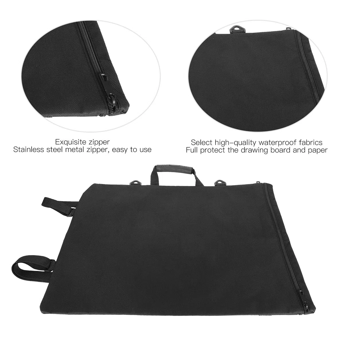 Zerodis Art Portfolio Case, A3 wasserdichtes Malbrett Rucksack Tasche Tragbare Kunst Tragetasche für Studenten und professionelle Künstler(Schwarz)