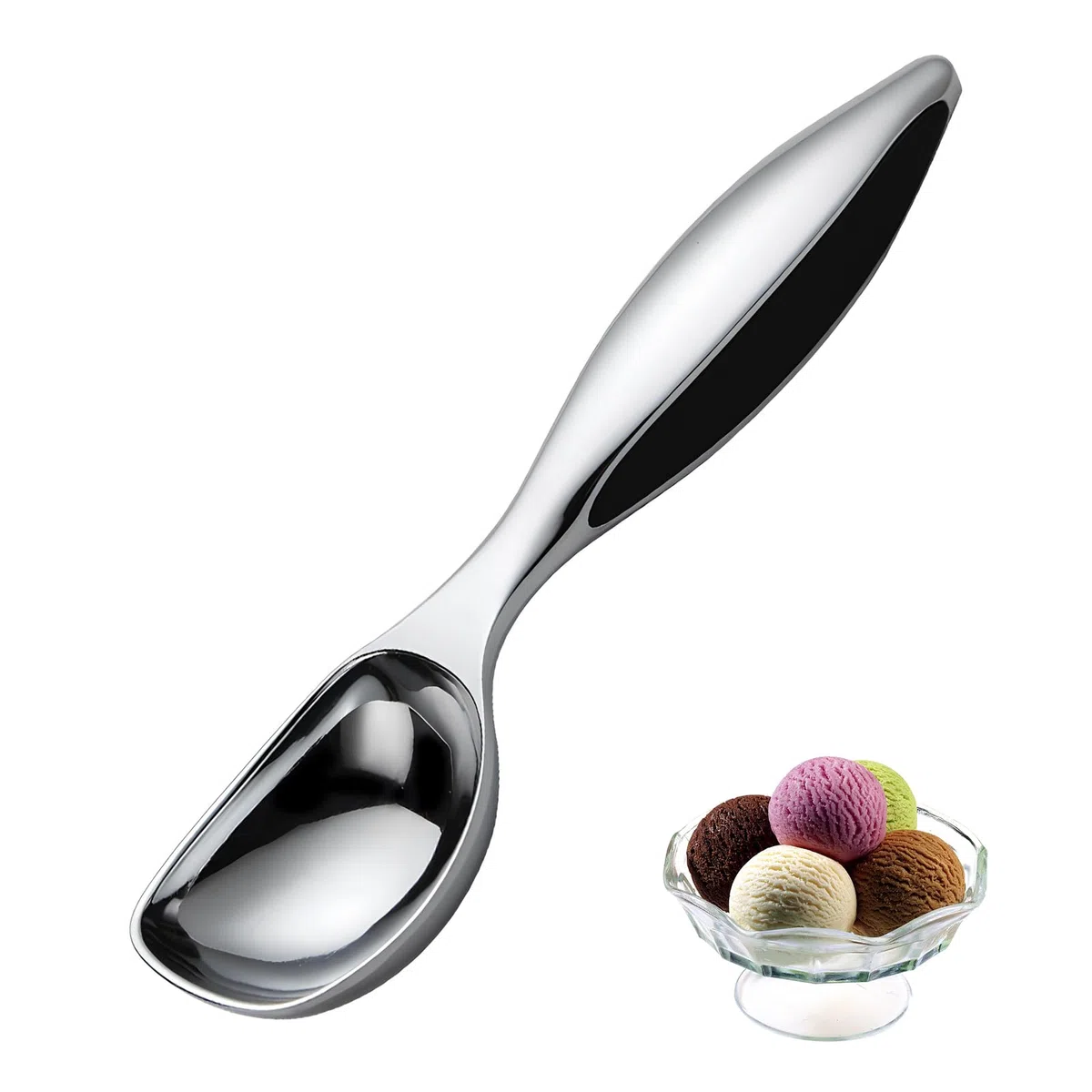 Eisportionierer Edelstahl 18?cm – Antihaft Eiskugelportionierer & Eislöffel aus robuster Zinklegierung, leicht zu reinigen, ideal für Gelato, Melonenkugeln, Reis, Keksteig & Desserts