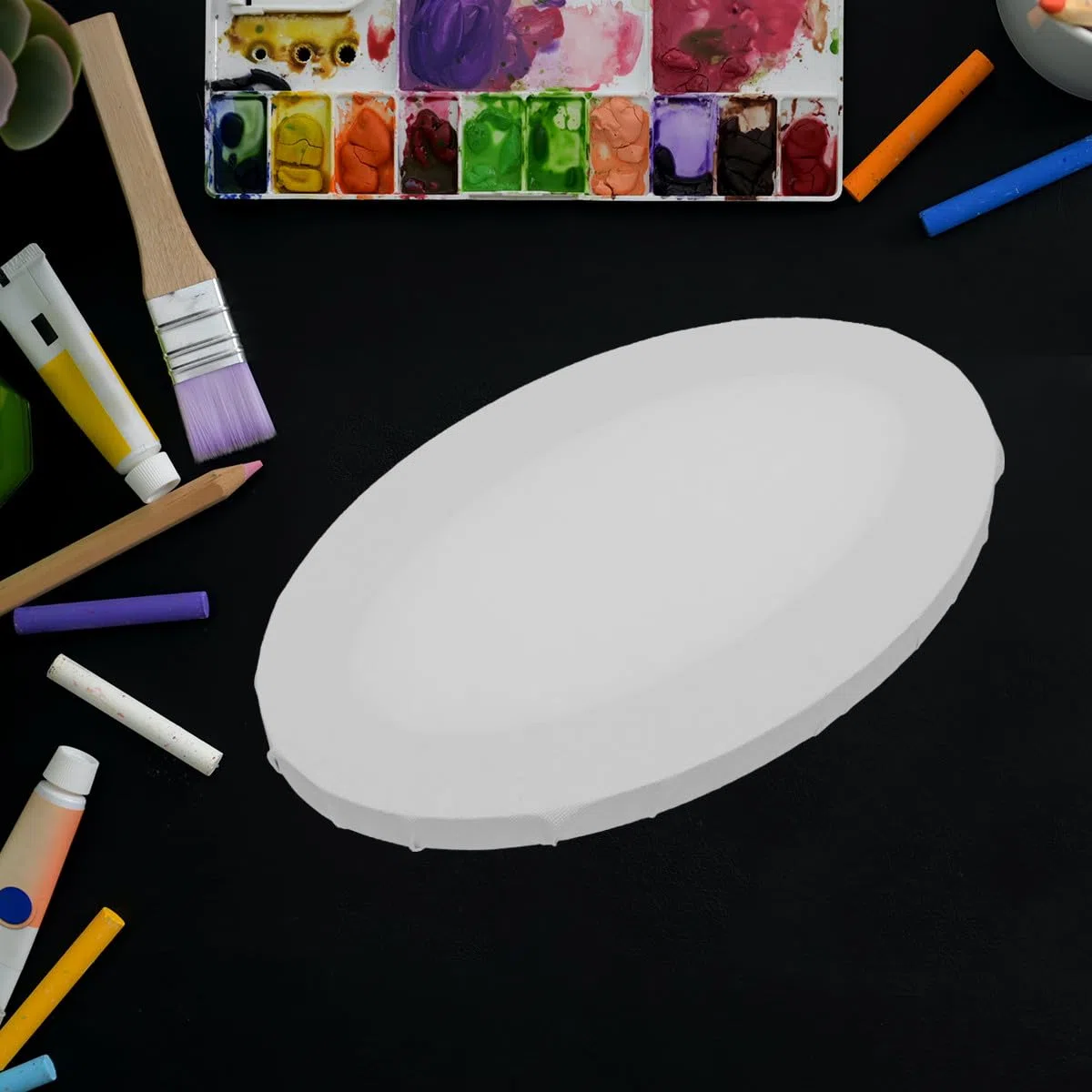 Generic 2 Stück Ovale Leinwände zum Malen aus Baumwollstoff und Faserplatten Kreative Malpappen für Acrylfarben für Selbstgemacht Malerei und Künstler