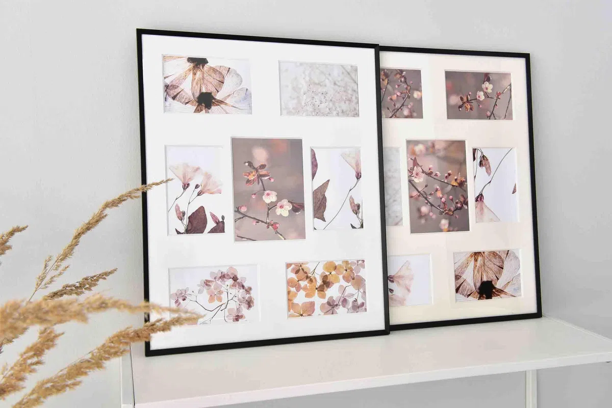 nielsen Passepartout Premium Karton 2,5 mm, Außenformat 30x40 cm für 3 Bilder 10x15 und 2 Bilder 9x13 cm, hellweiß