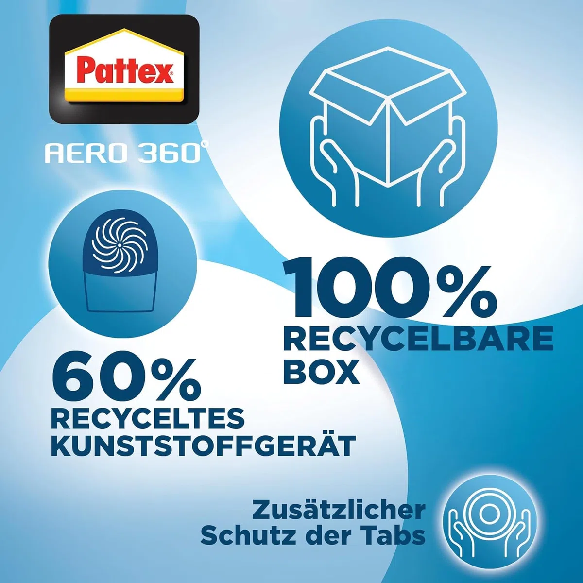 Pattex AERO 360° Neutral Tabs Nachfüllpack (4er-Pack), reduzieren Feuchtigkeit und schlechte Gerüche, Nachfülltabs für den Luftentfeuchter AERO 360°