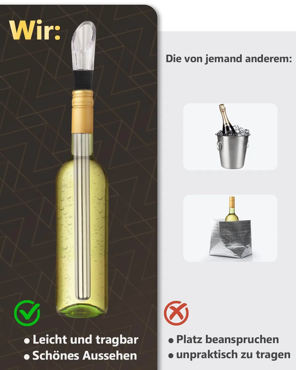 OAKSEA 7-in-1 Weinkühlstab Weihnachtsgeschenke, Weinkühler Geschenke für Männer Frauen Weihnachten, Ideales Adventskalender Geschenk für Weinliebhaber, Flaschenkühler Wein-Zubehör Wichtelgeschenke